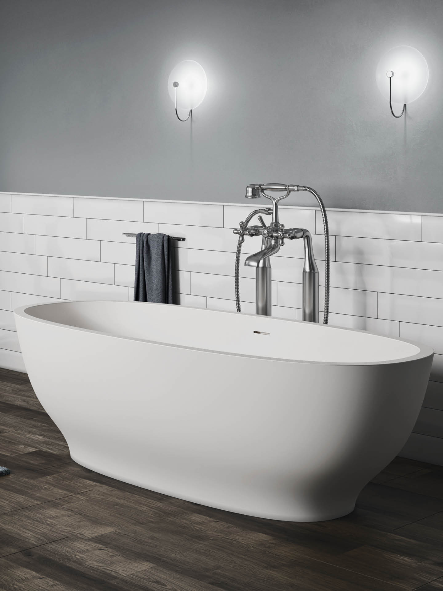 Akito vasca da bagno freestanding piccola e robusta in solid surface