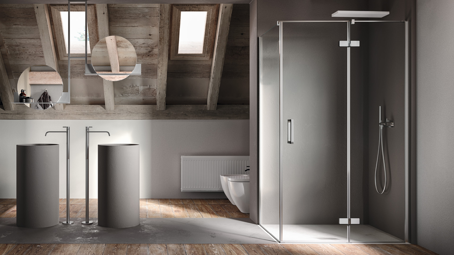 cover af+f box doccia ad angolo con doppio lato fisso e anta battente