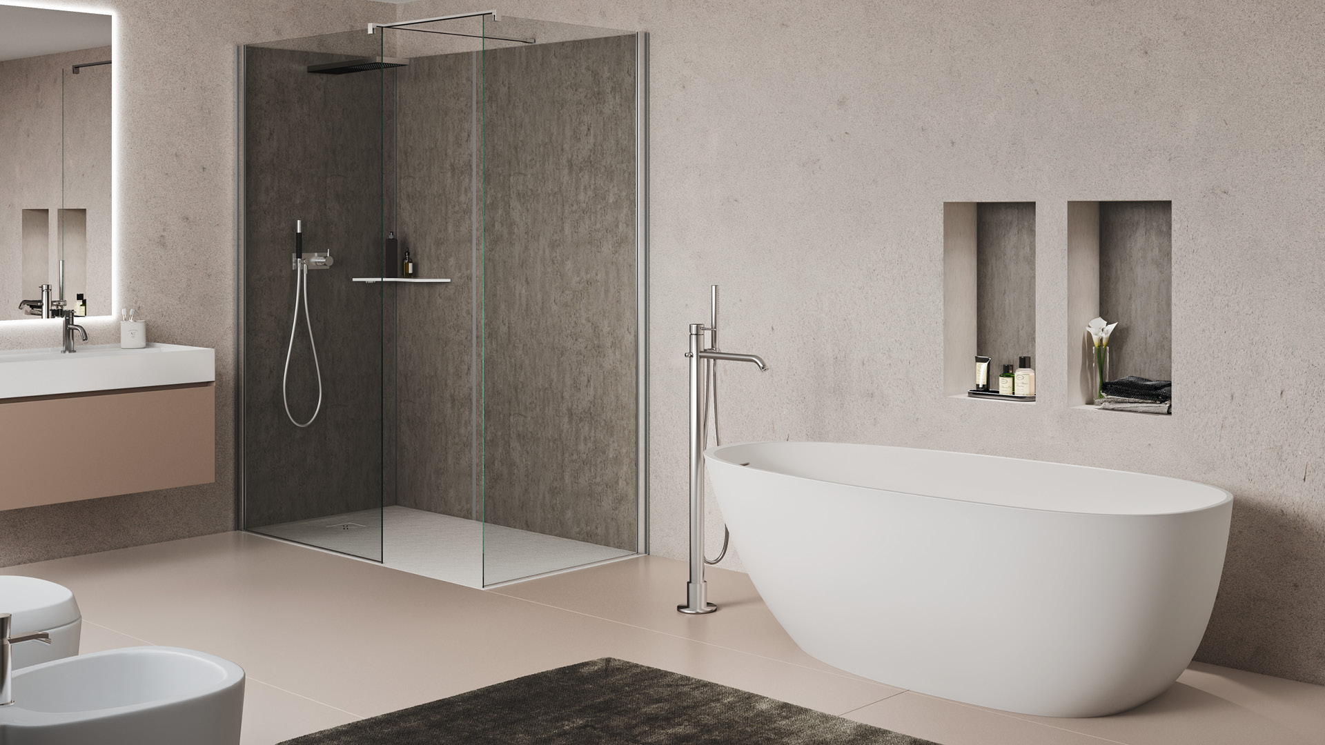Fresia vasca da bagno freestanding ovale di forma allungata di colore bianco