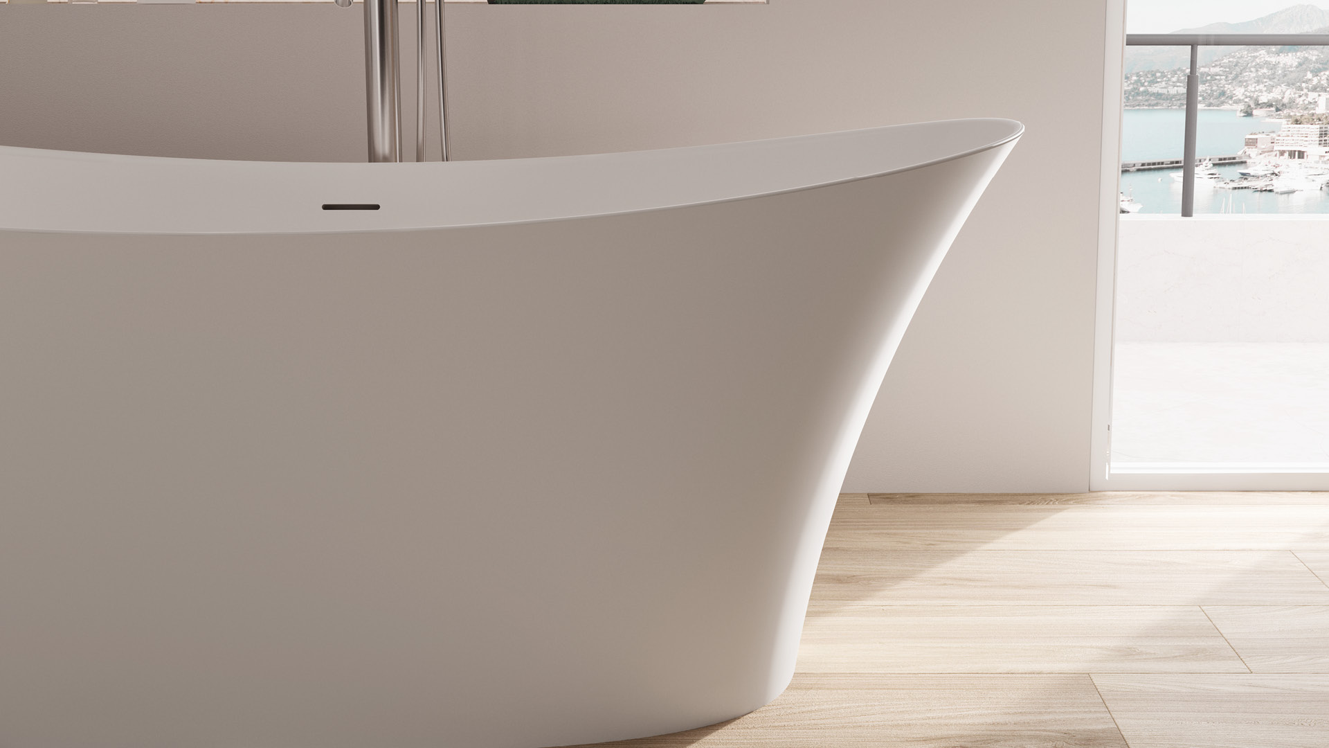 dettaglio iris vasca da bagno bianca compatta