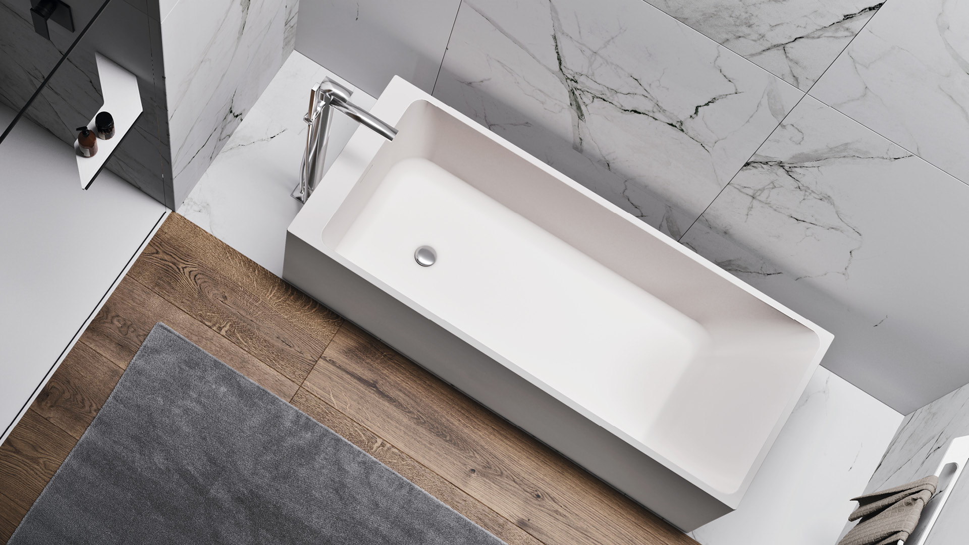 vasca freestanding squadrata bianca