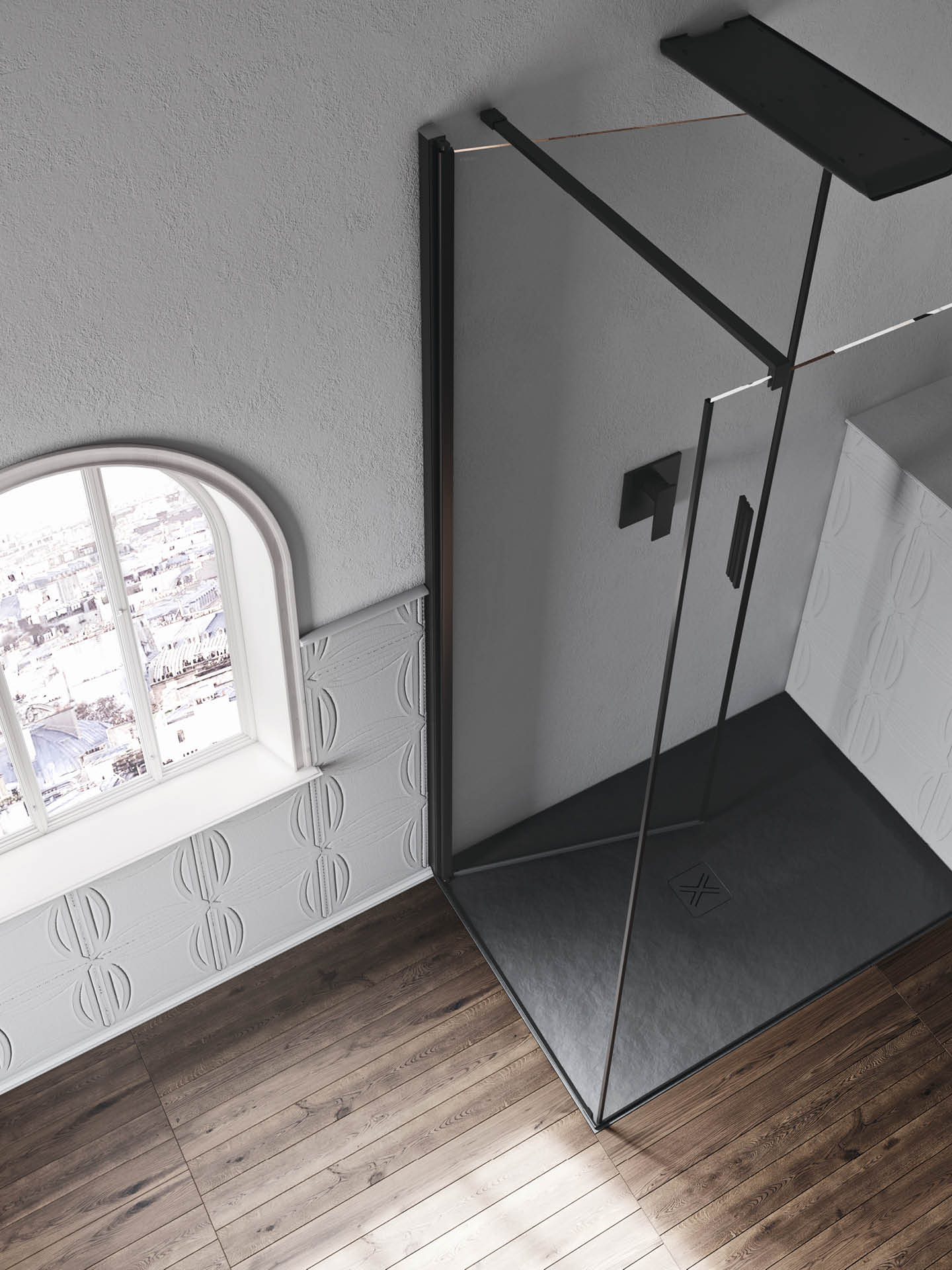 anta ad apertura interna box doccia nero light ab+f1