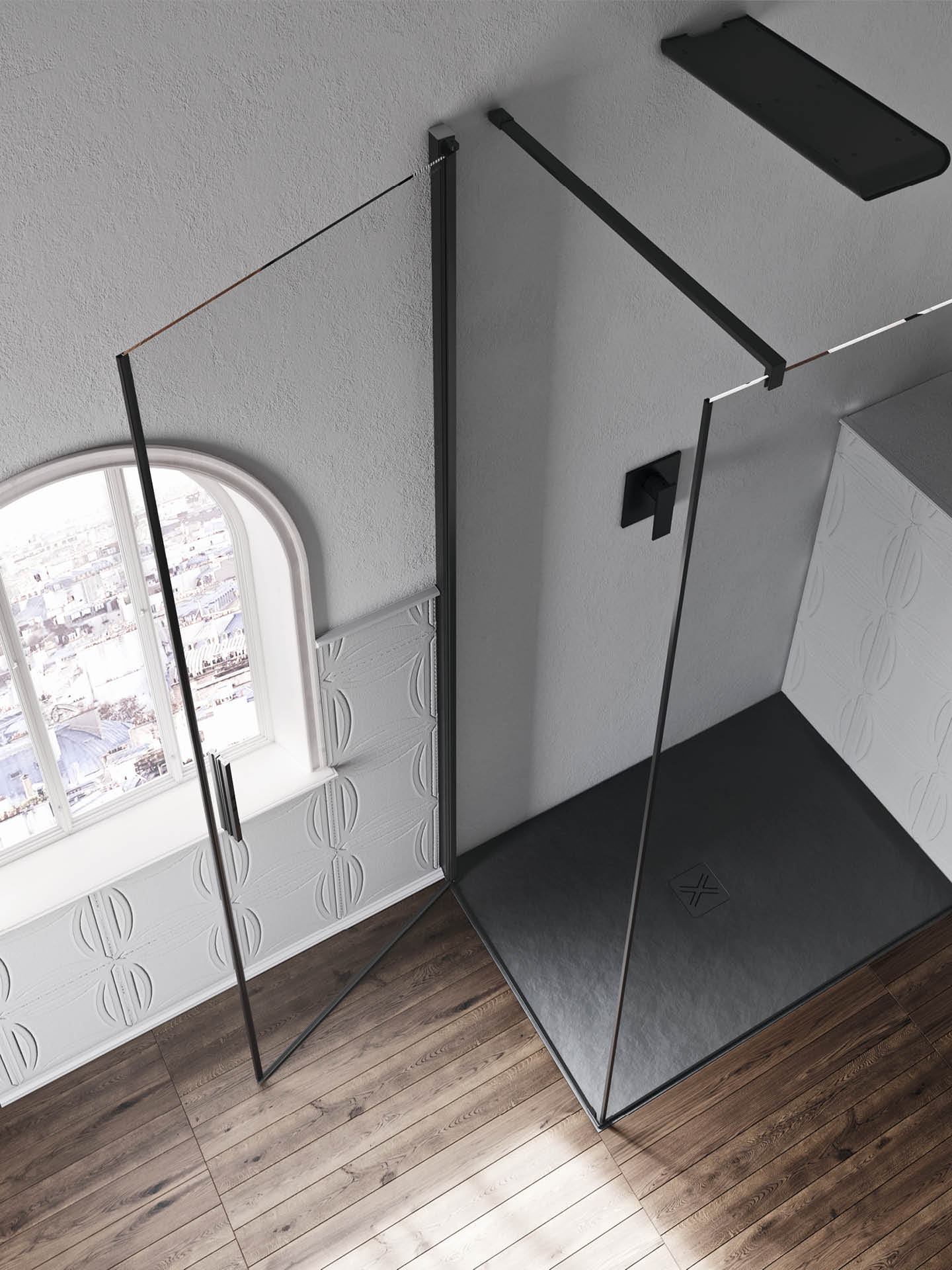 anta ad apertura esterna box doccia nero light ab+f1