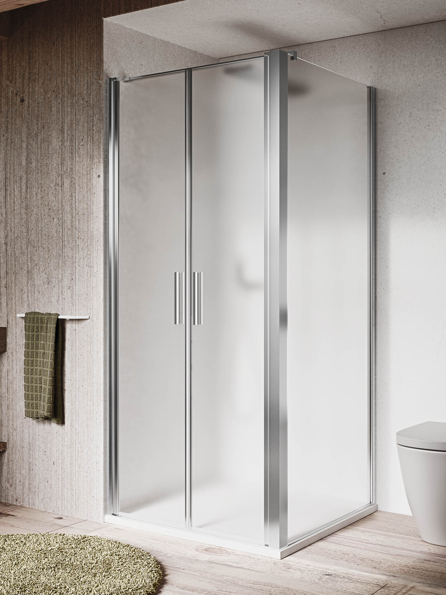 box doccia con anta saloon e lato fisso ad angolo