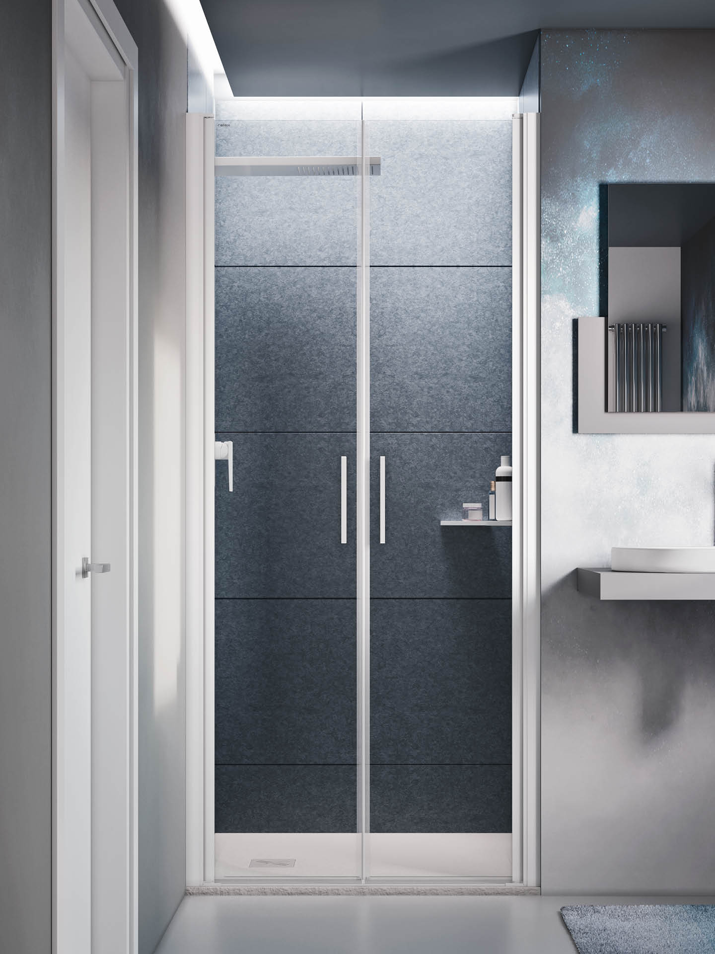 box doccia con anta a saloon in nicchia