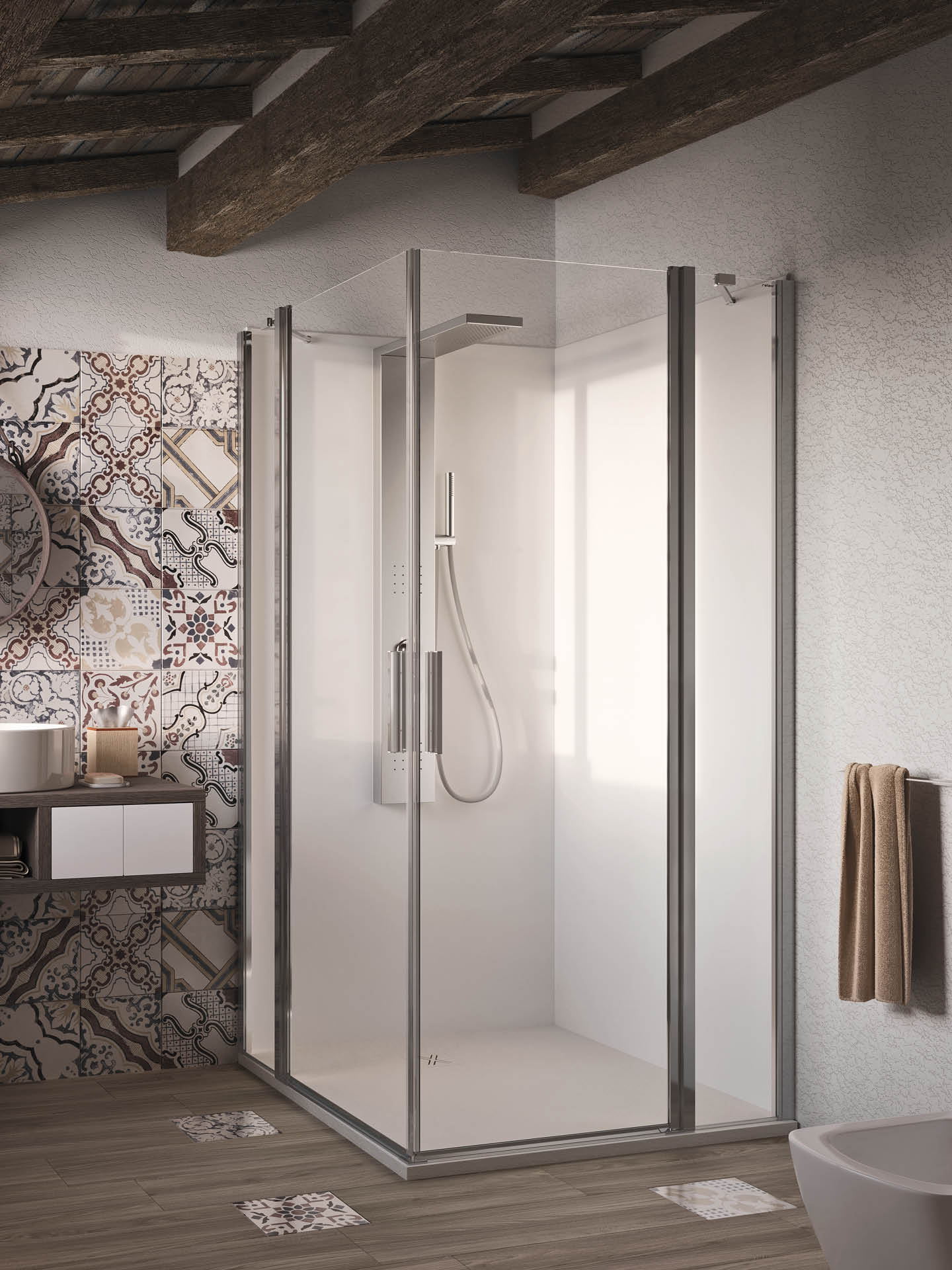 light pa+pa cabina doccia ad angolo con ante a battente e vetri fissi