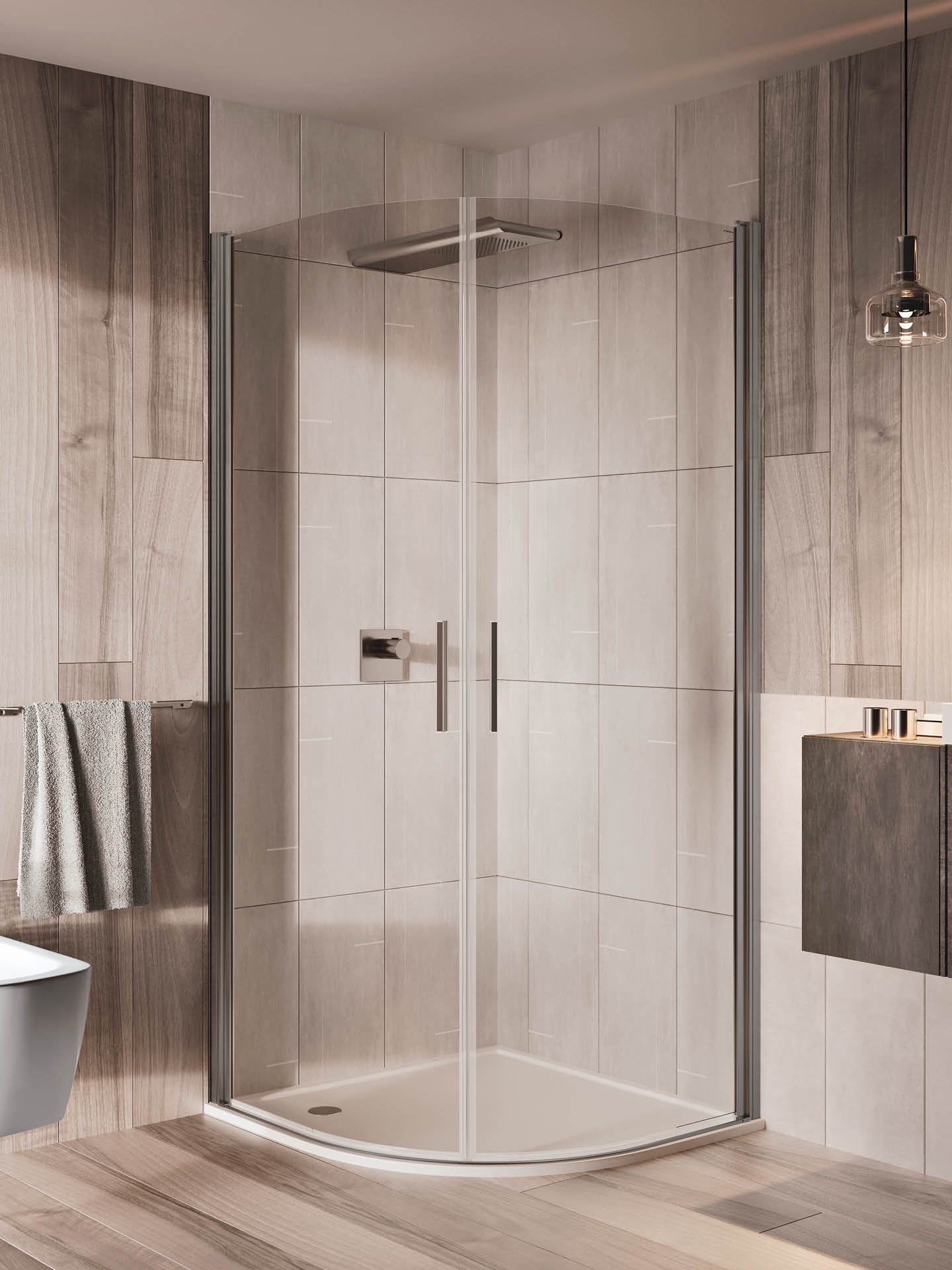 box doccia semicircolare con doppia anta battente