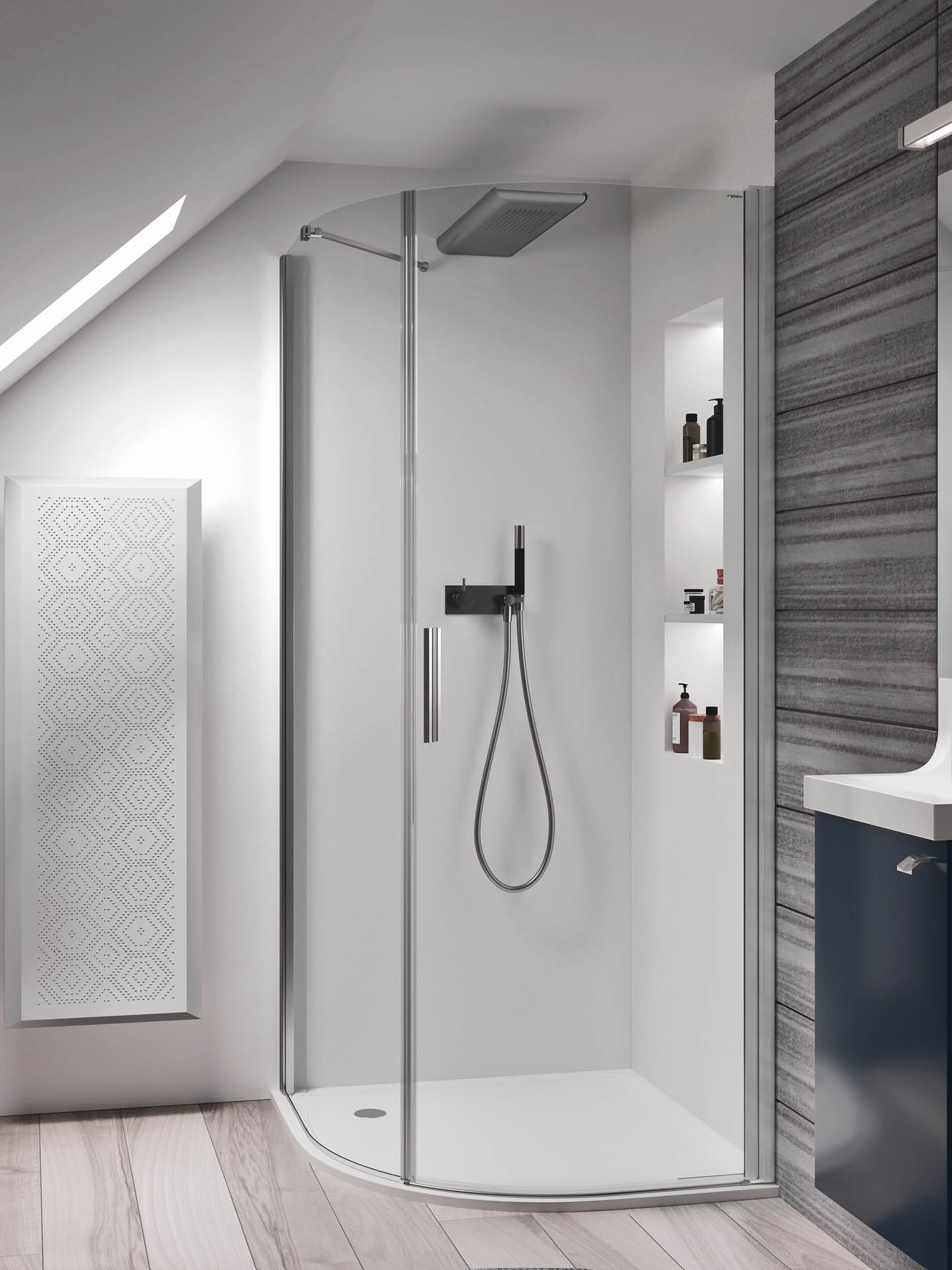 box doccia semicircolare con anta battente