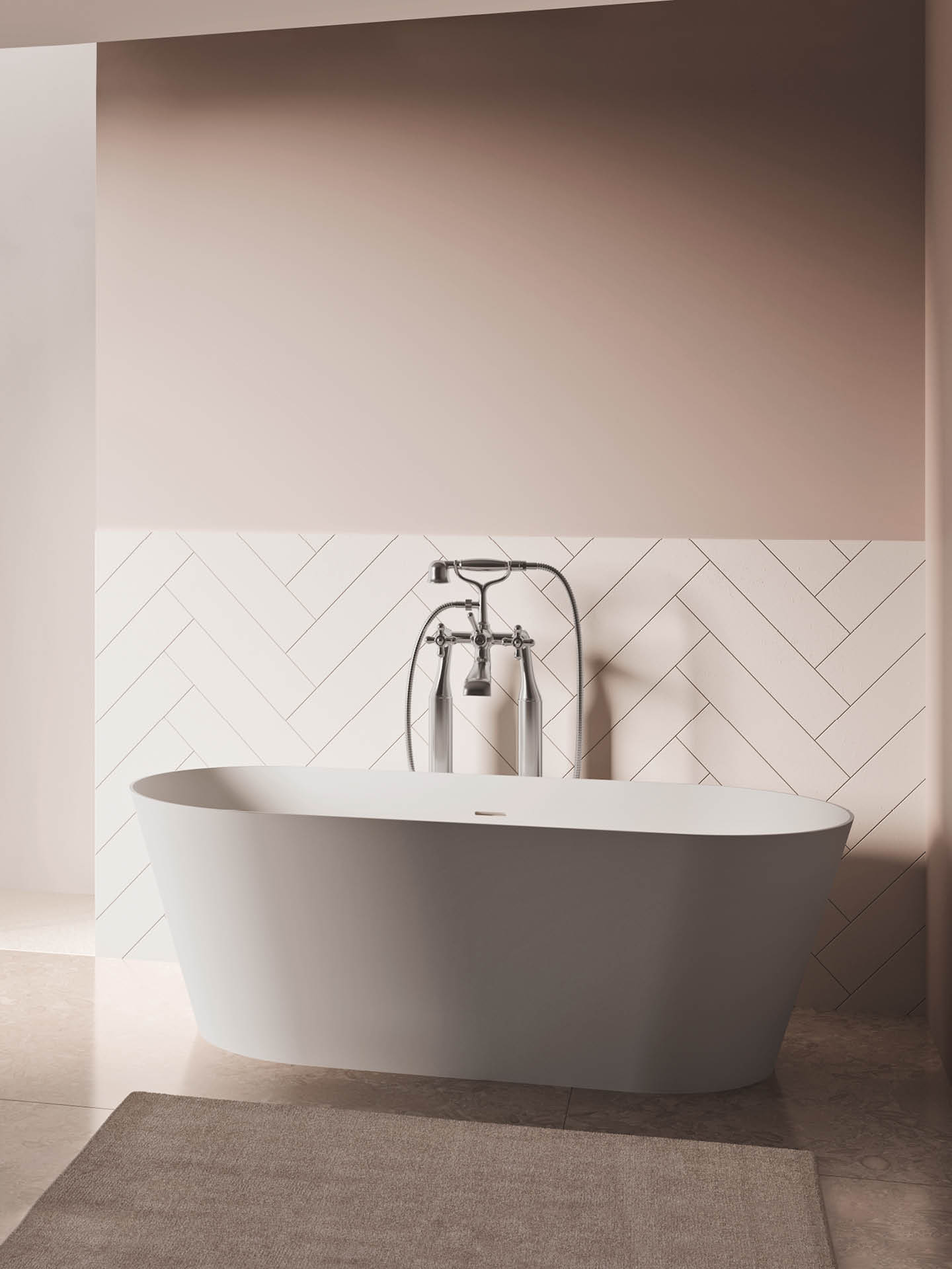 Lilium vasca da bagno freestanding in solid surface compatta di colore bianco