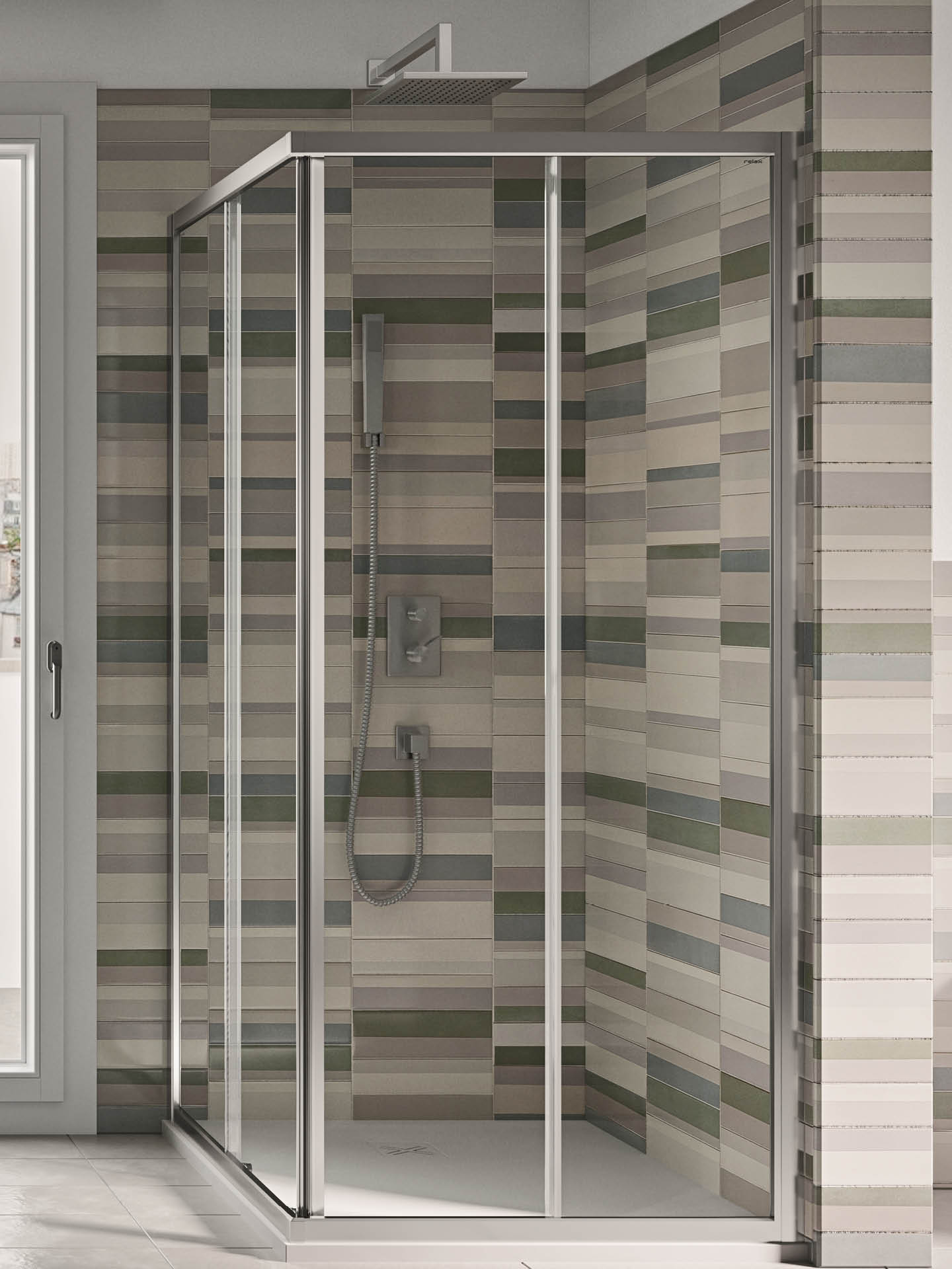 lyra a+a box doccia con maniglia integrata ad ante scorrevoli ad angolo