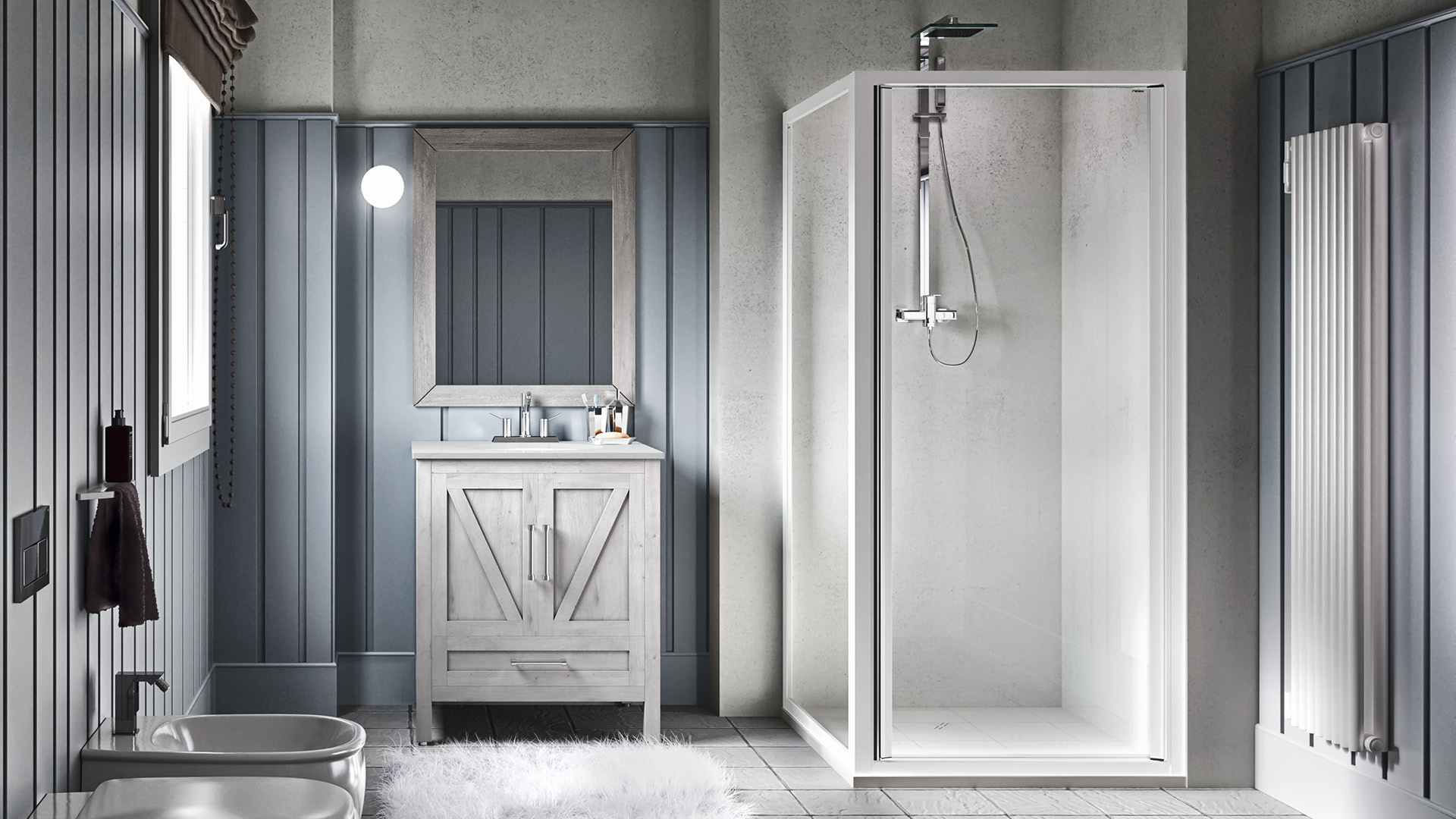 box doccia ad angolo con profili bianchi lyra b1+f