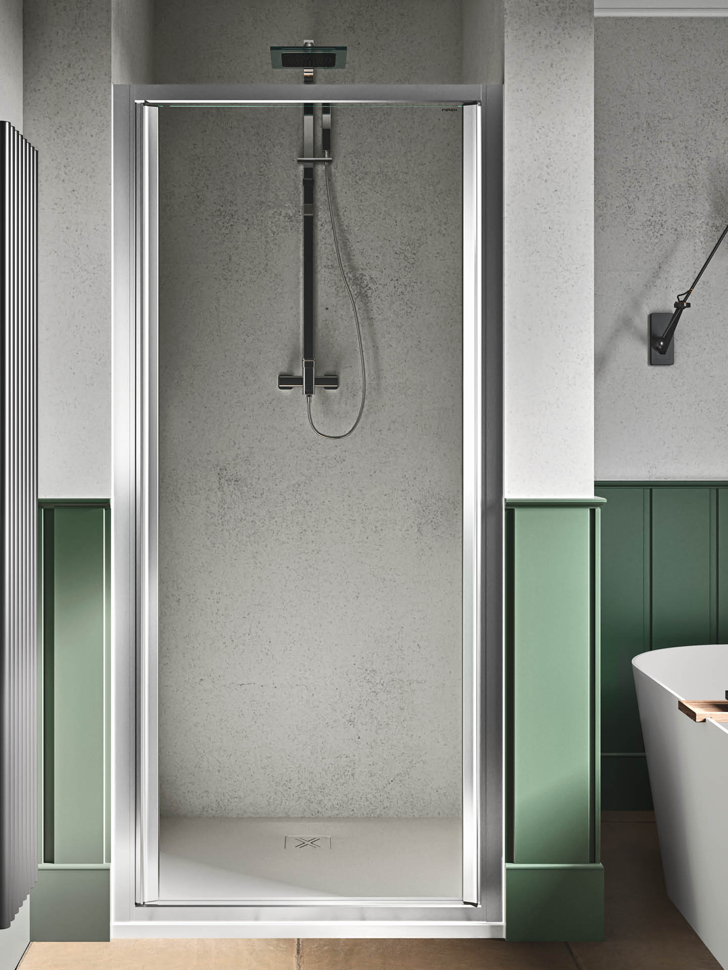 box doccia in nicchia con maniglia integrata e con anta battente