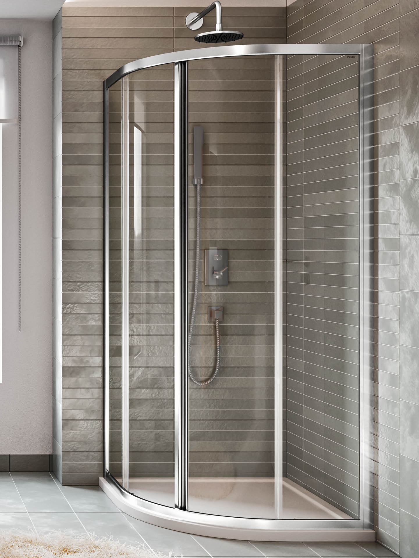 Lyra R2-S cabina doccia semicircolare ad ante scorrevoli