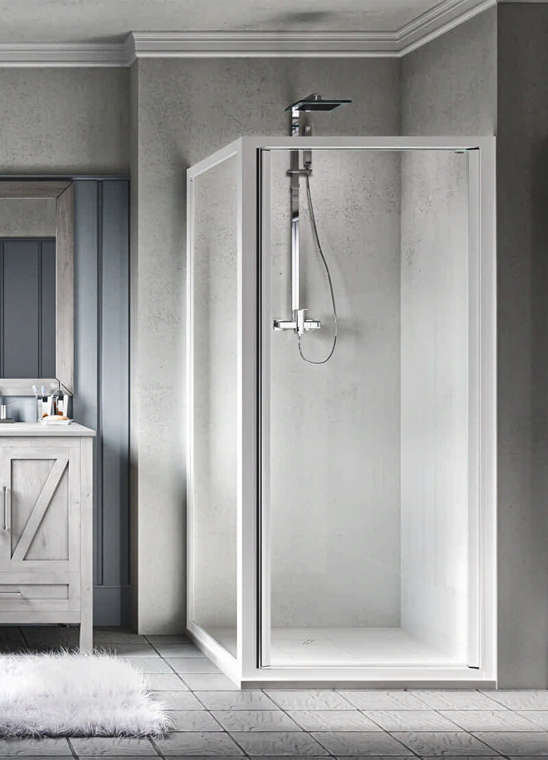 LYRA_B1+F Box doccia ad angolo con maniglia integrata nel profilo. Collezione Lyra