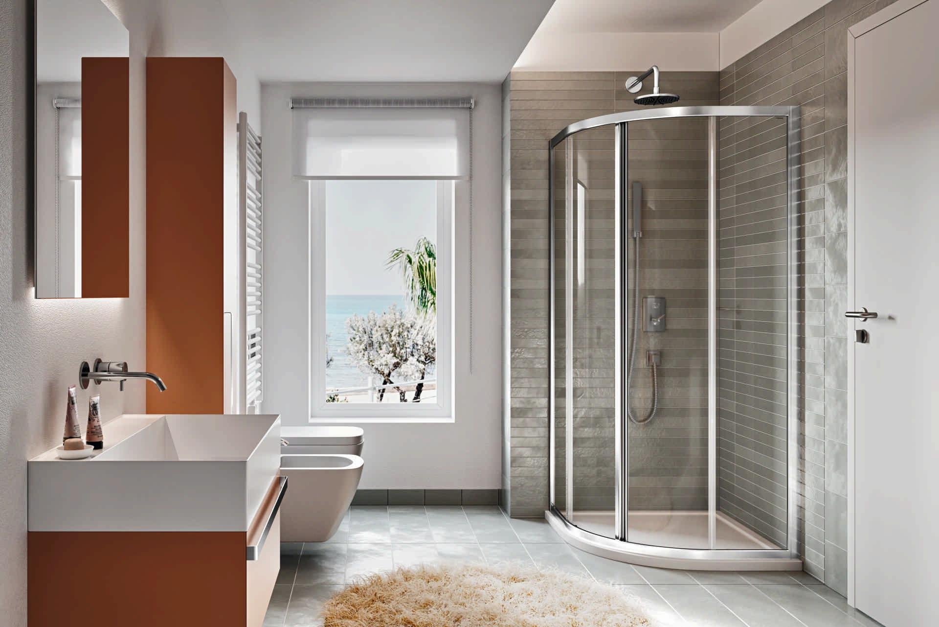 Cabina doccia semicircolare Lyra R2 ad angolo