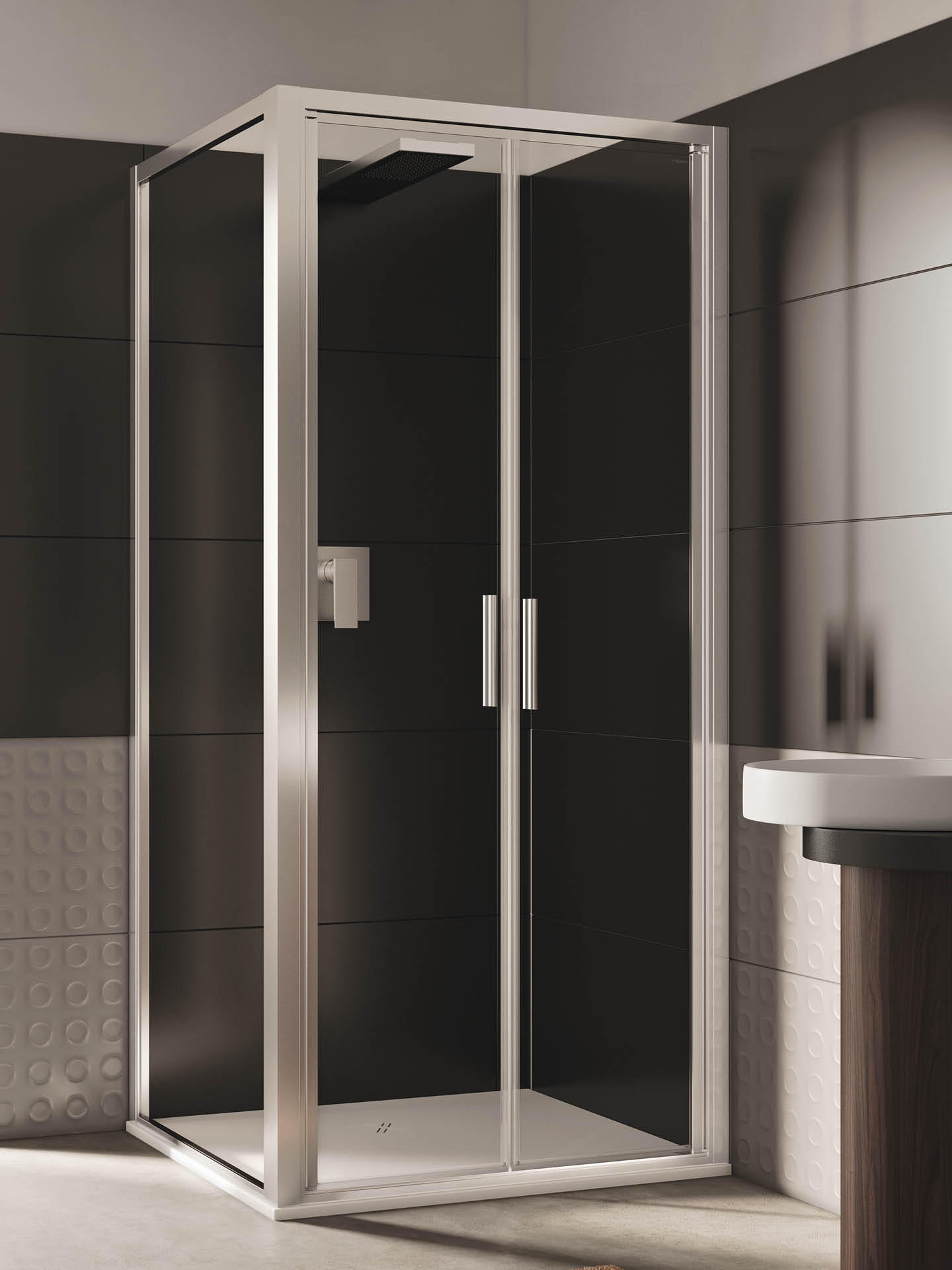 box doccia angolare con anta saloon smart b2+f