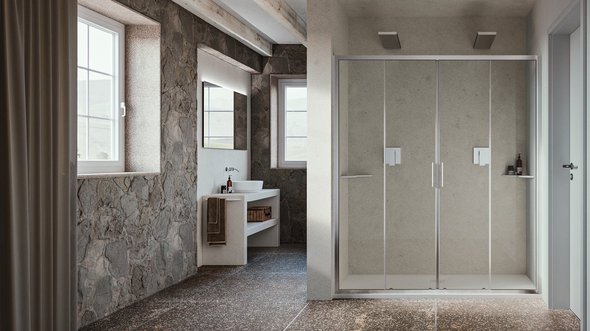 SMART SC2_slide1 smart sc2 cabina doccia in nicchia per due grande con doppia anta scorrevole