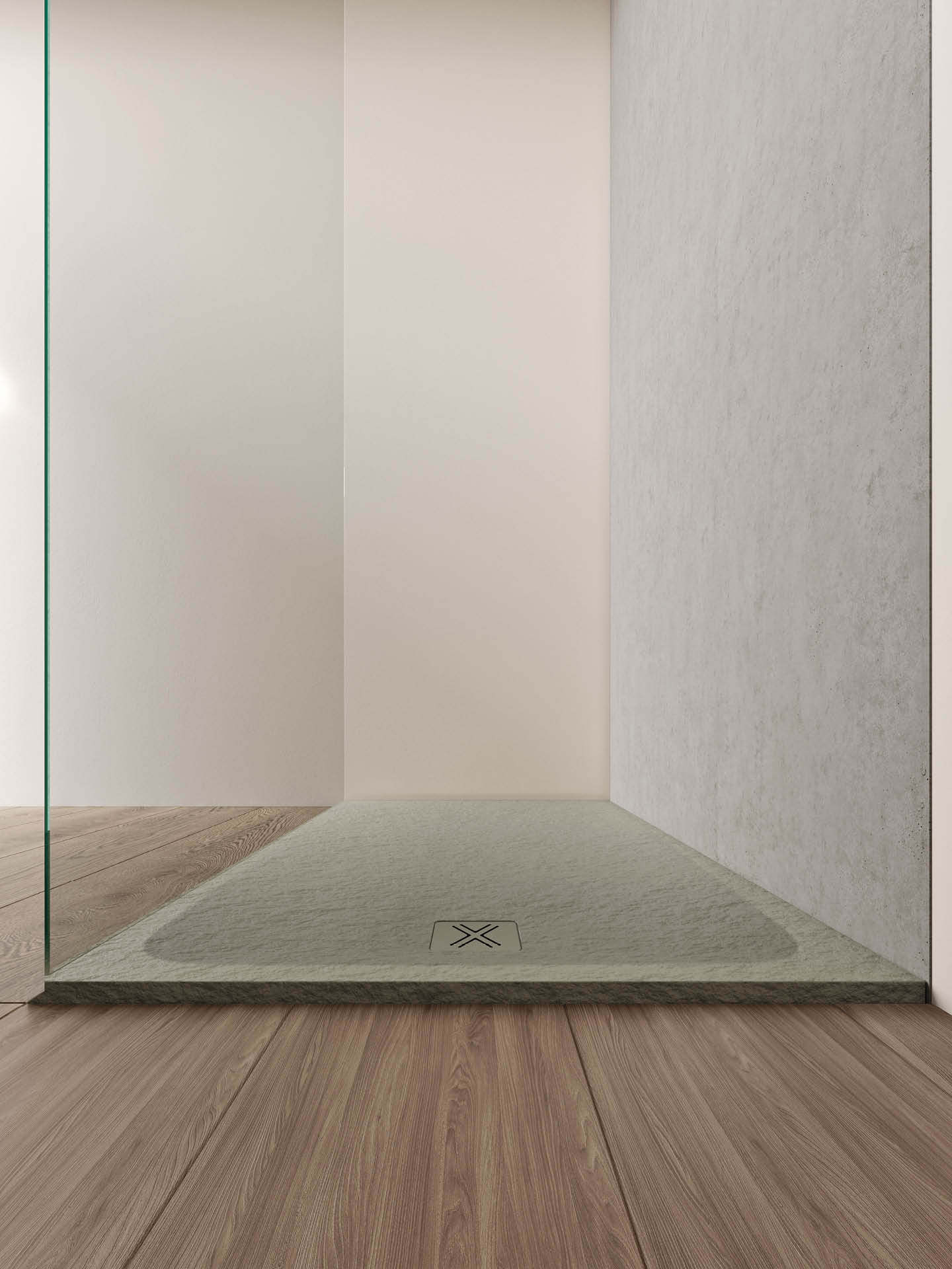 piatto doccia nero stone effetto pietra rettangolare sopra pavimento