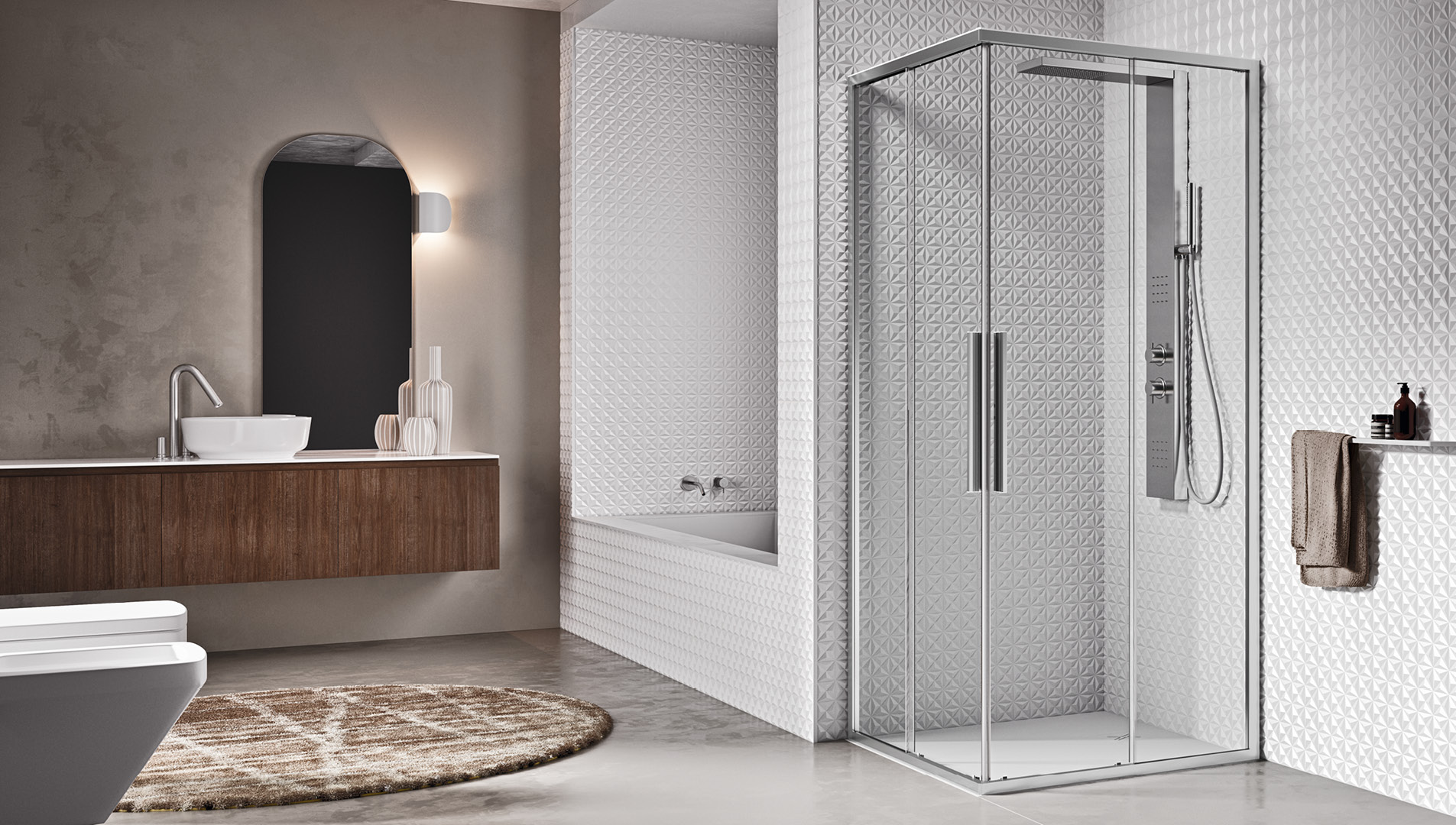 box doccia di design ad angolo con ante scorrevoli unico a+a