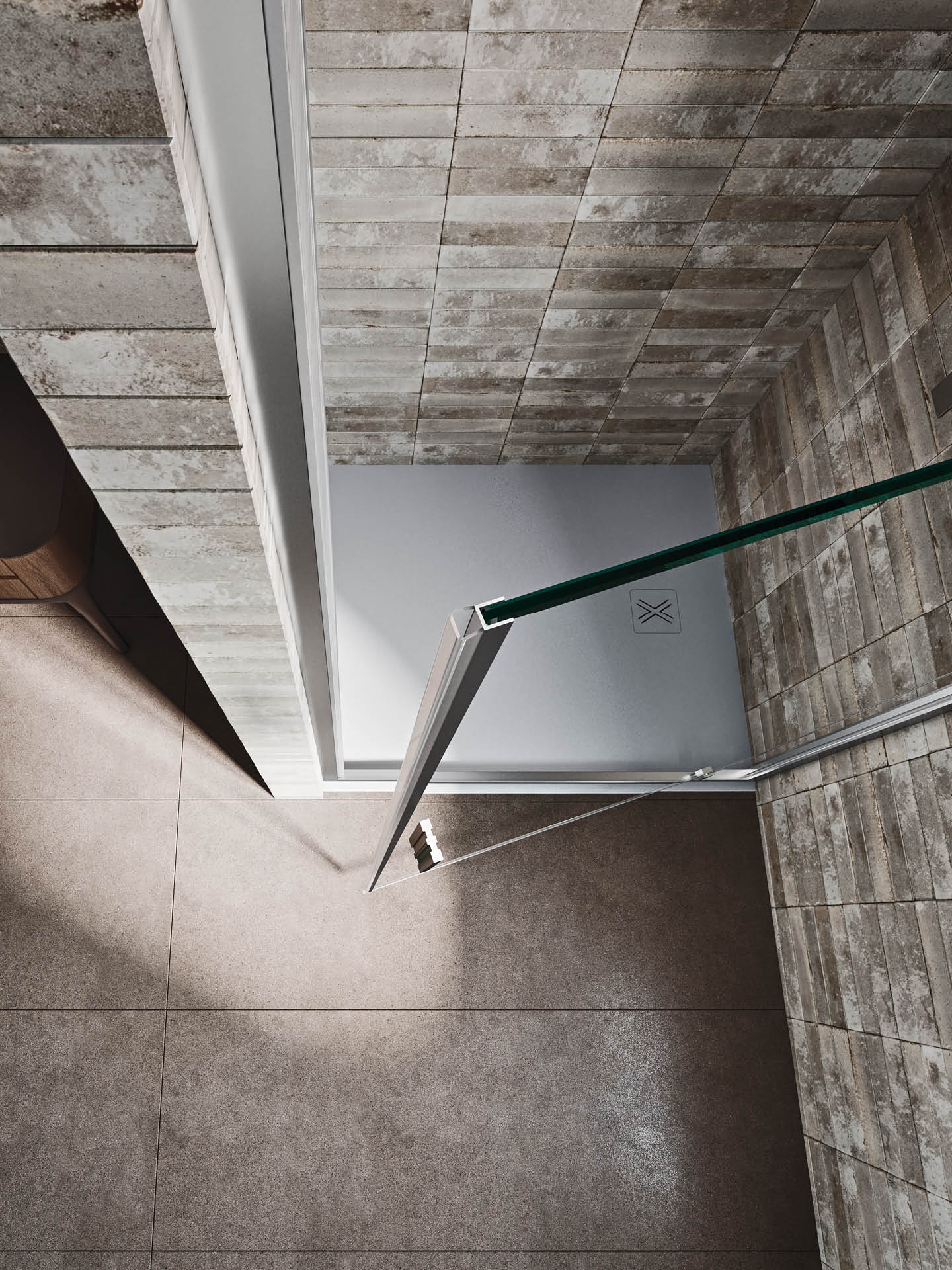 UNICO B1_dettaglio1 box doccia in nicchia unico con anta pivotante apertura verso l'esterno