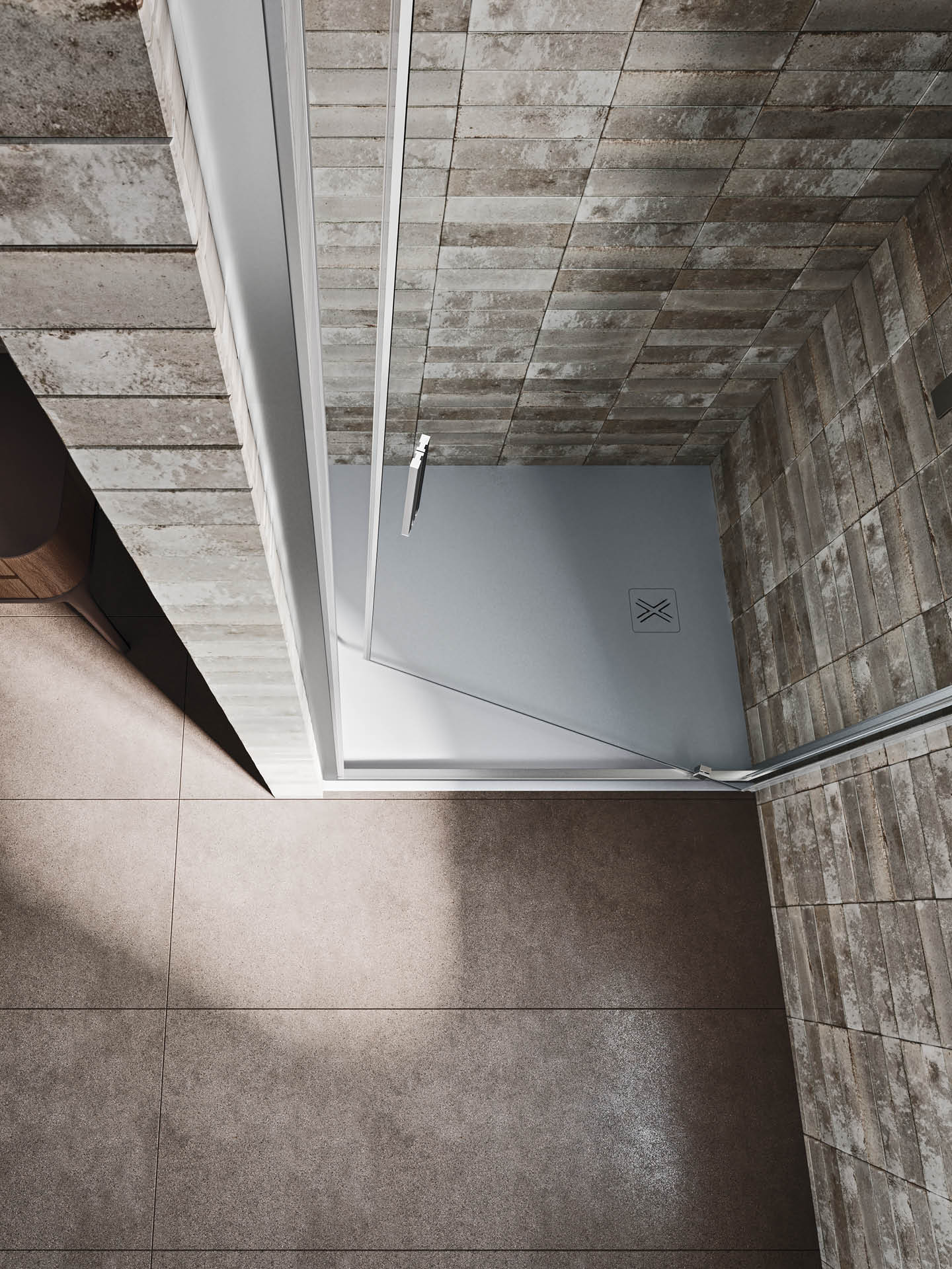 UNICO B1_dettaglio2 box doccia in nicchia unico con anta pivotante apertura verso l'interno