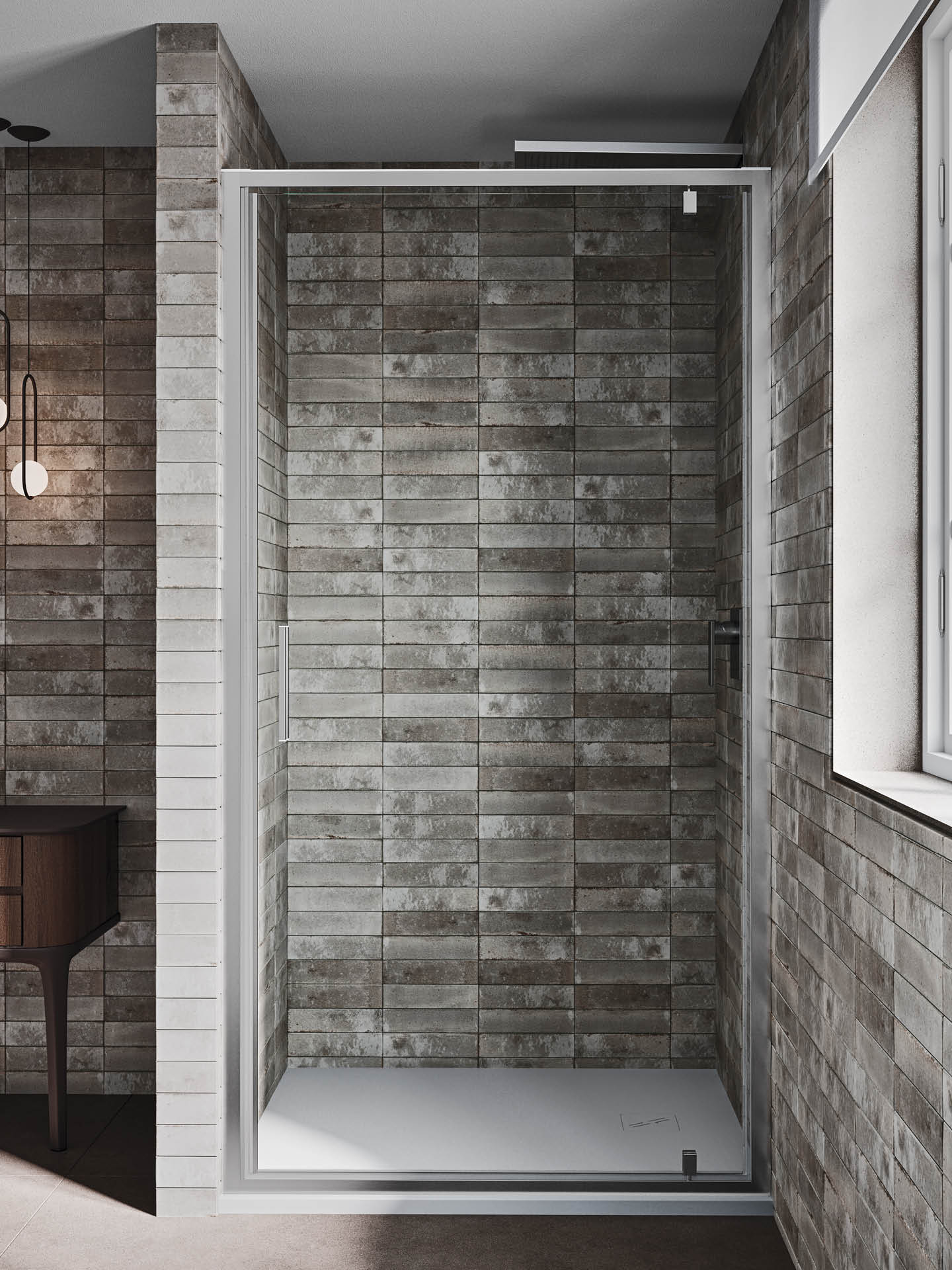 unico b1 cabina doccia in nicchia con anta pivotante