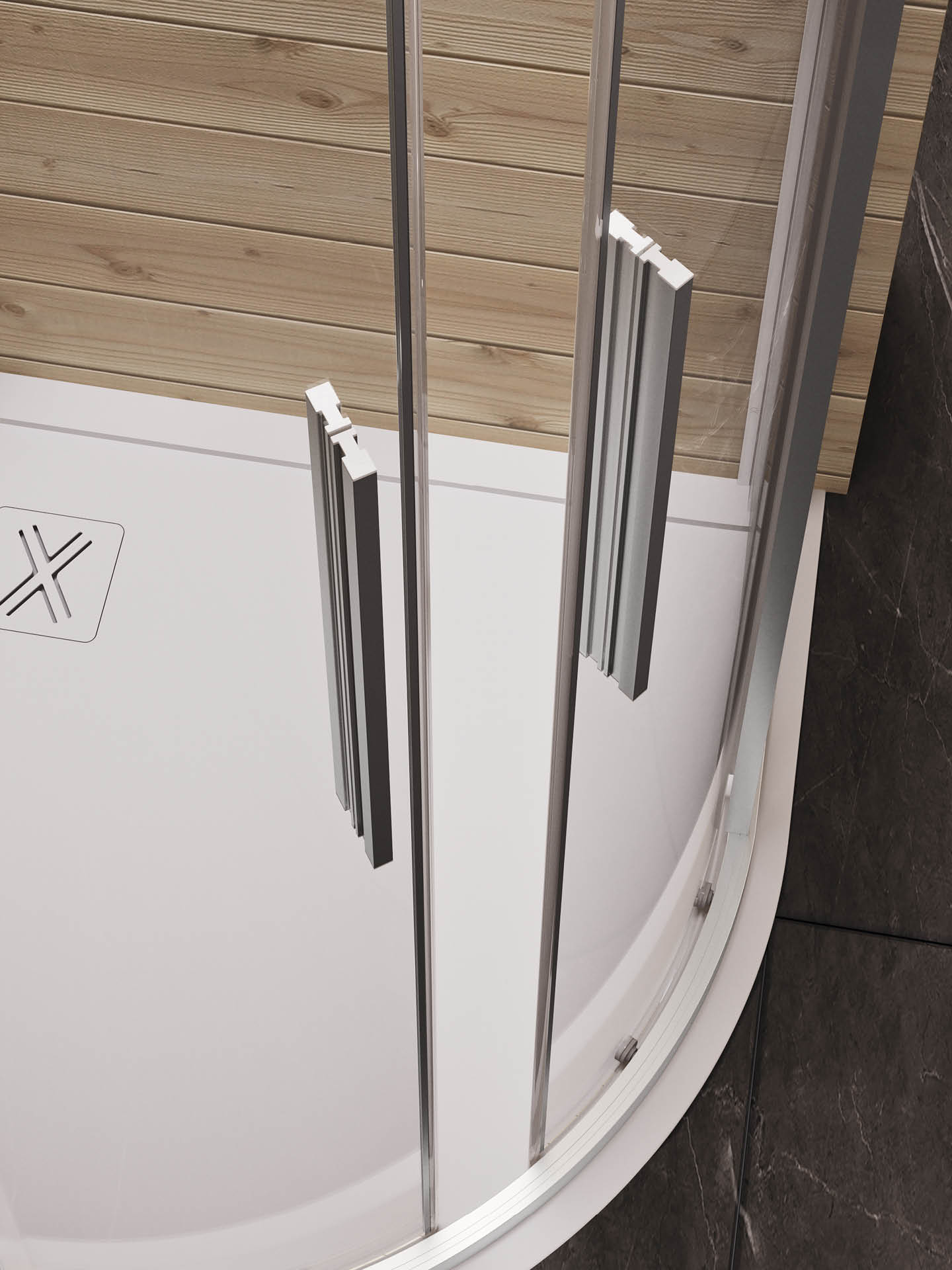 maniglie box doccia con ante scorrevoli semicircolare