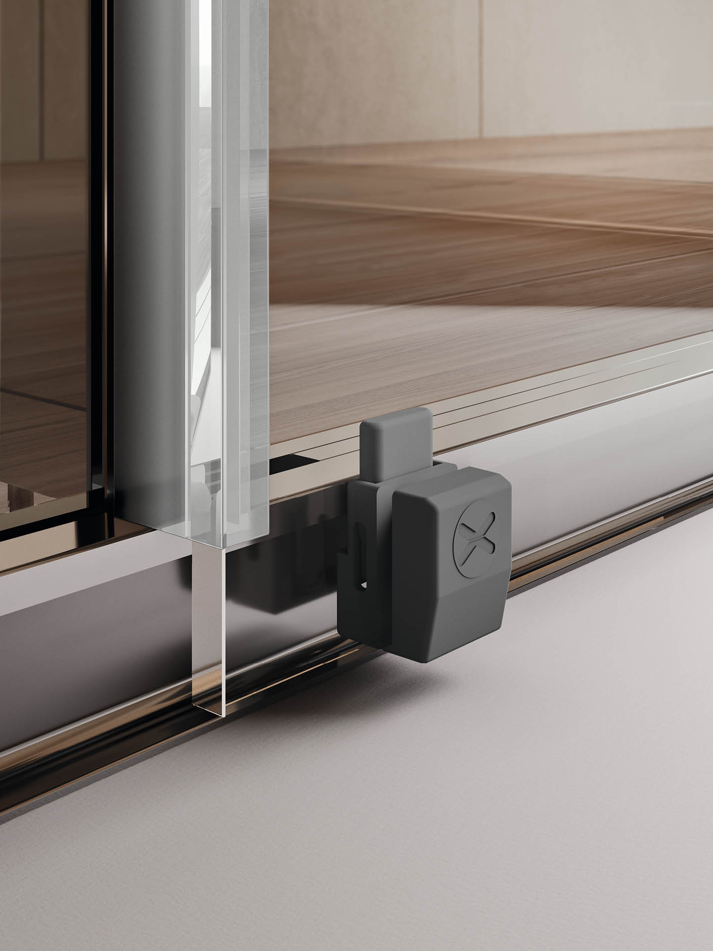 UNICO SC1_dettaglio3 dettaglio inferiore sgancio anta box doccia anta scorrevole