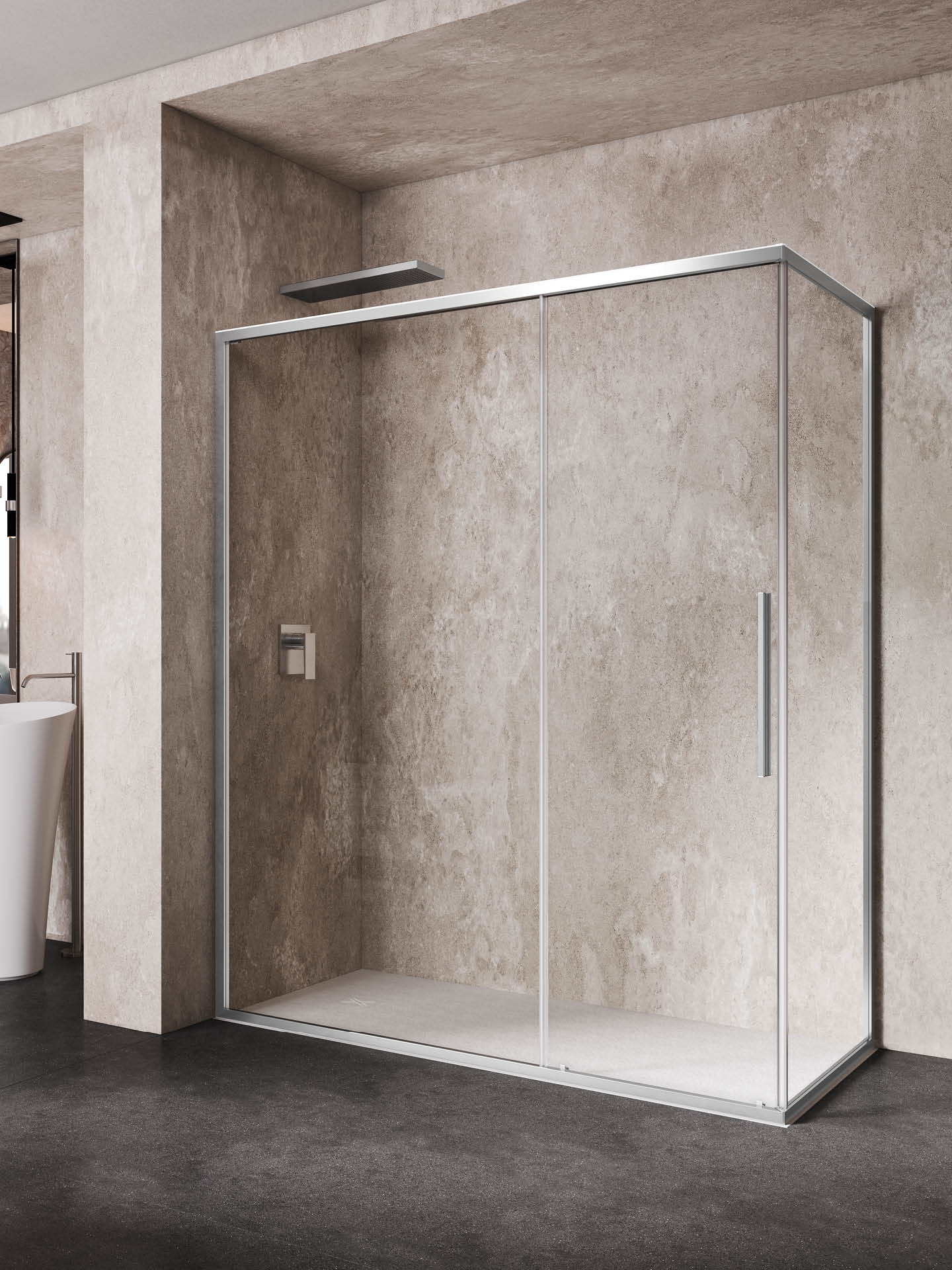 unico sf+f cabina doccia ad angolo con lato fisso e anta scorrevole