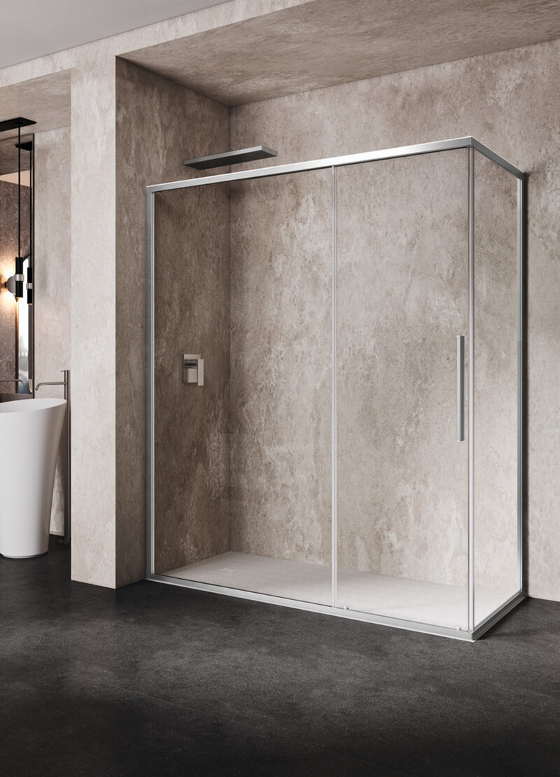 UNICO_SF+F_1 Box doccia ad angolo con porta scorrevole Puro