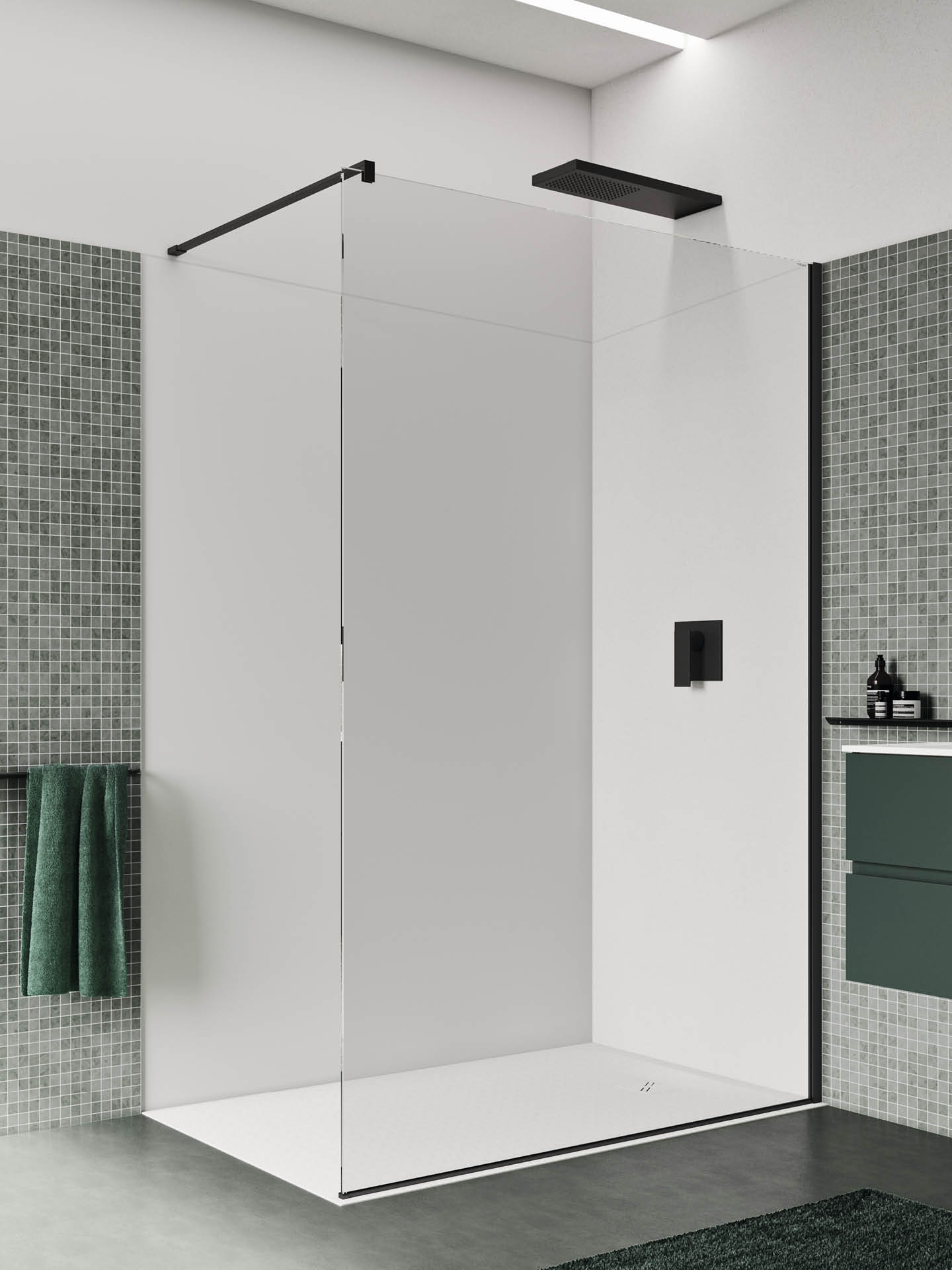 wall a box doccia walk-in nero minimal dal design essenziale