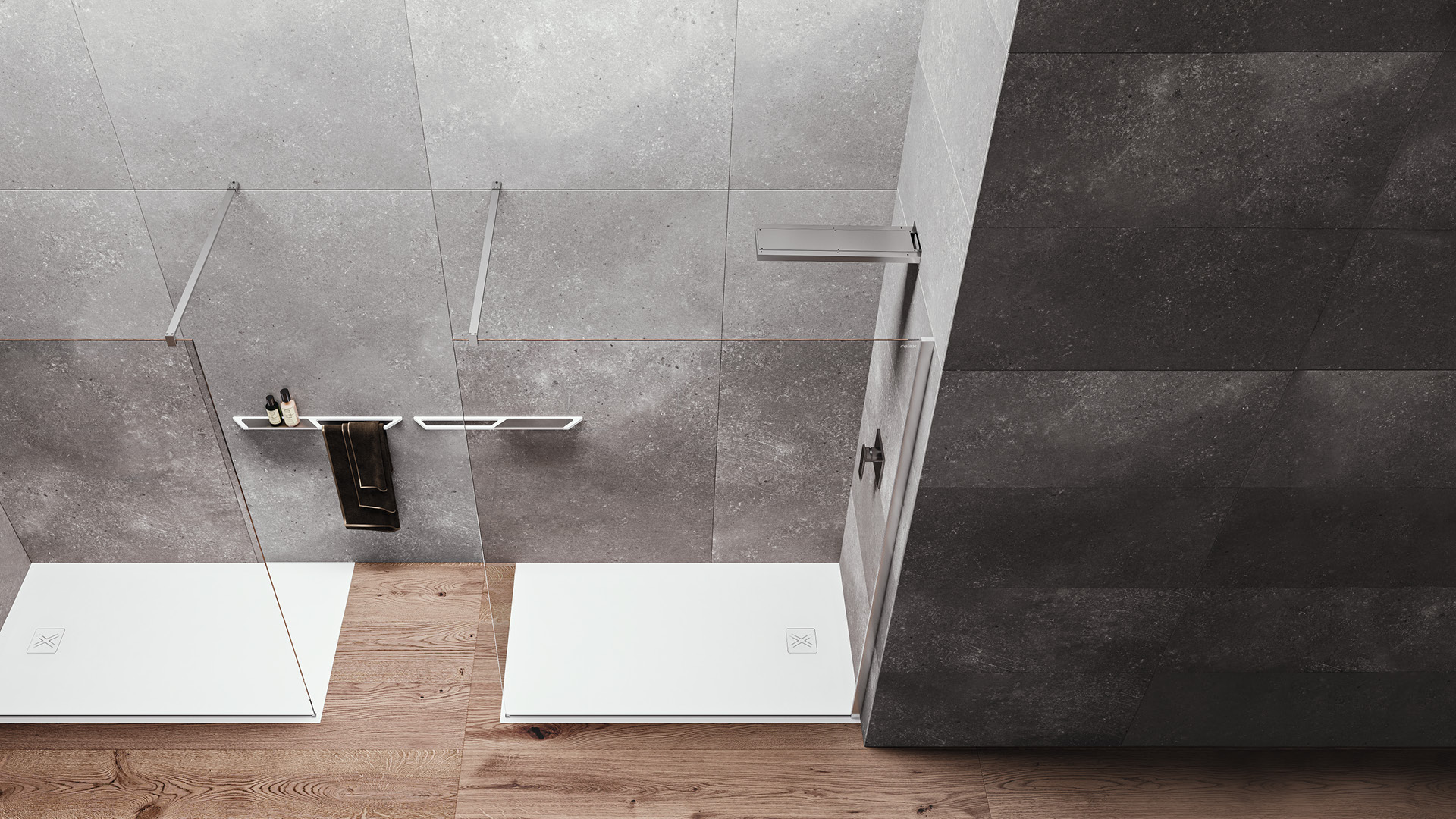 box doccia walk-in visti dall'alto wall a