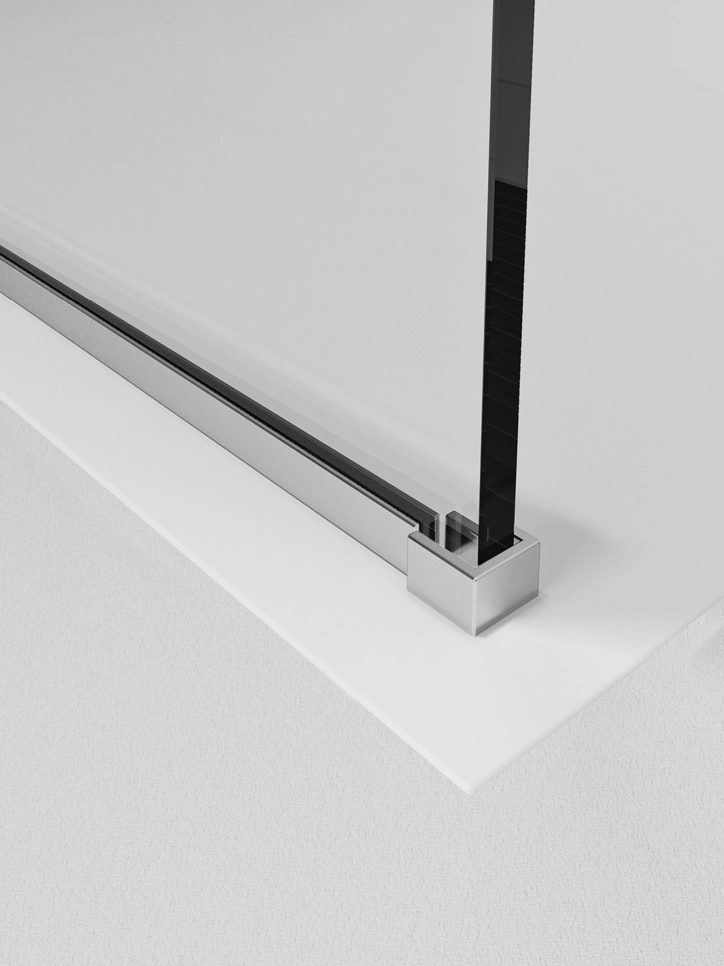 dettaglio profilo inferiore del vetro box doccia wall