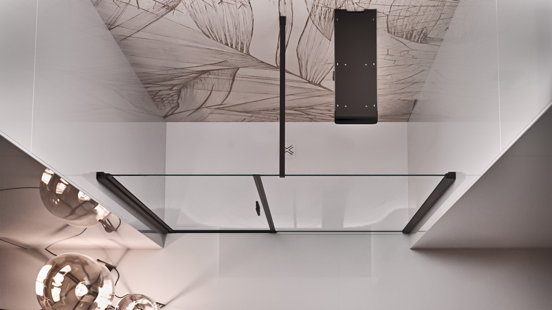 box doccia wall pl in nicchia senza profili superiori ed inferiori colore nero con anta battente