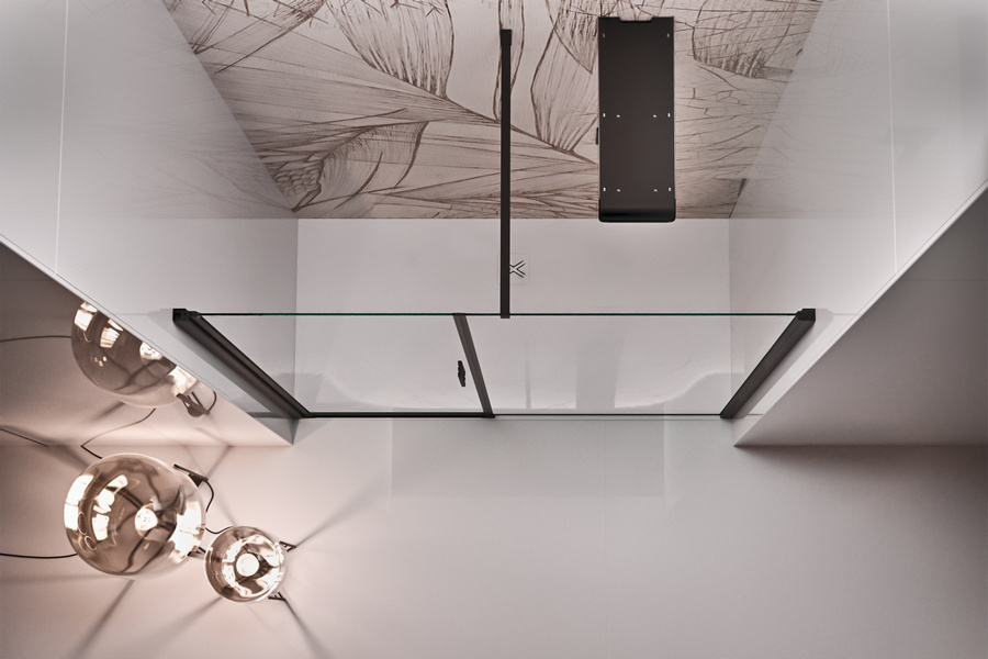 WALL_PL_2 box doccia in nicchia minimal con anta battente e lato fisso in linea