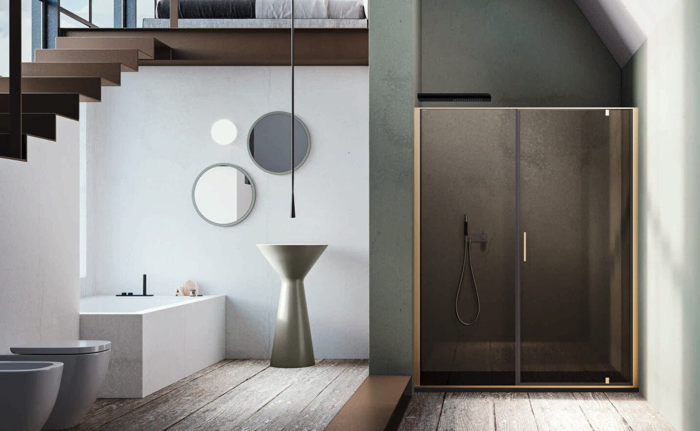 cta-design Box doccia di design in nicchia in un bagno dalle dimensioni generose