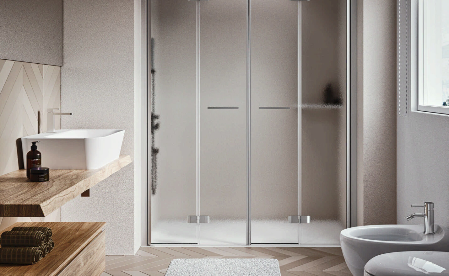 box doccia in nicchia per disabili o anziani con doppia anta scorrevole