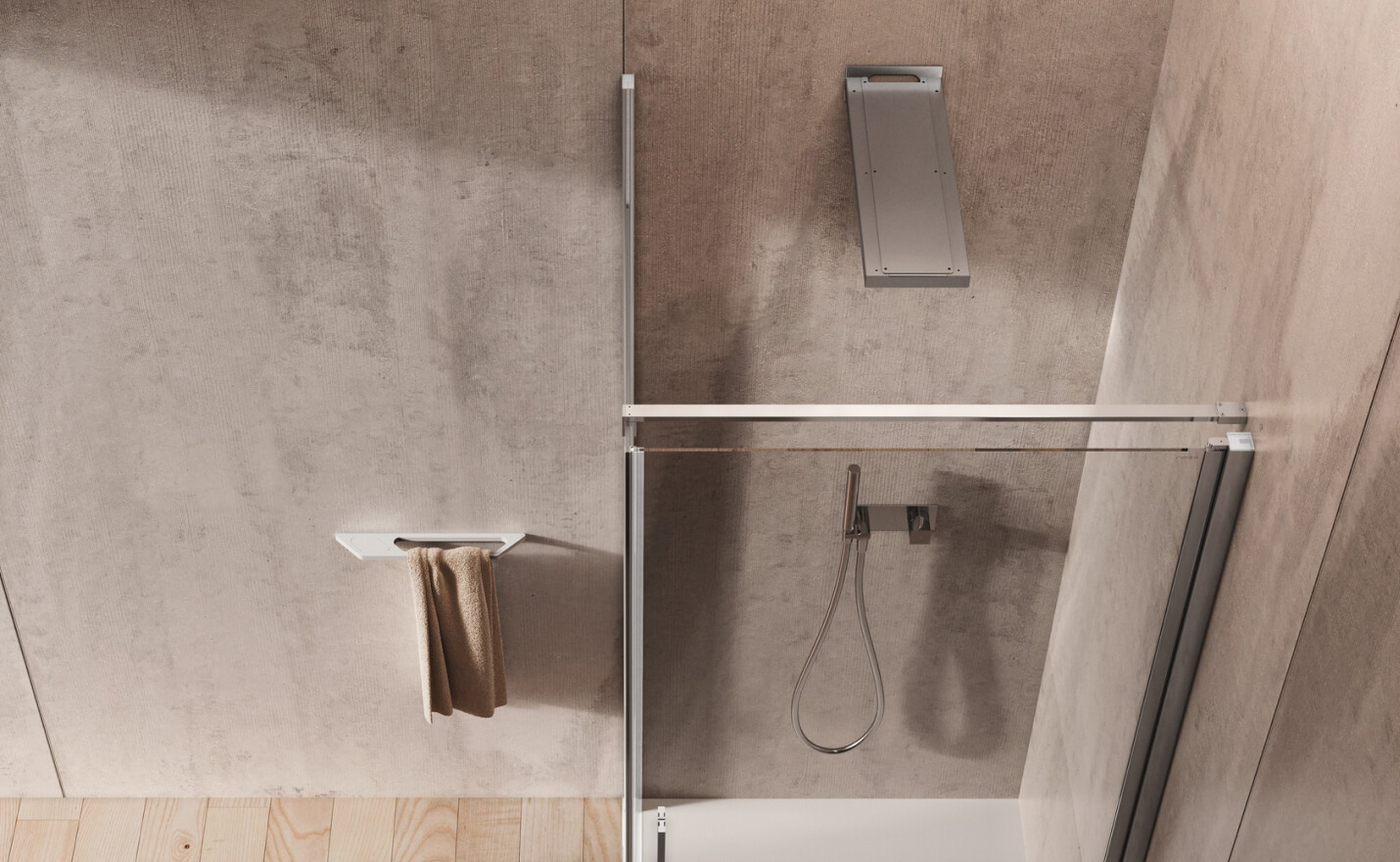 Elegante Eckduschabtrennung mit minimalen Profilen