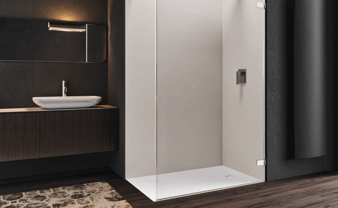 Begehbare Duschabtrennung aus Glas mit kundenspezifischen Farbscharnieren