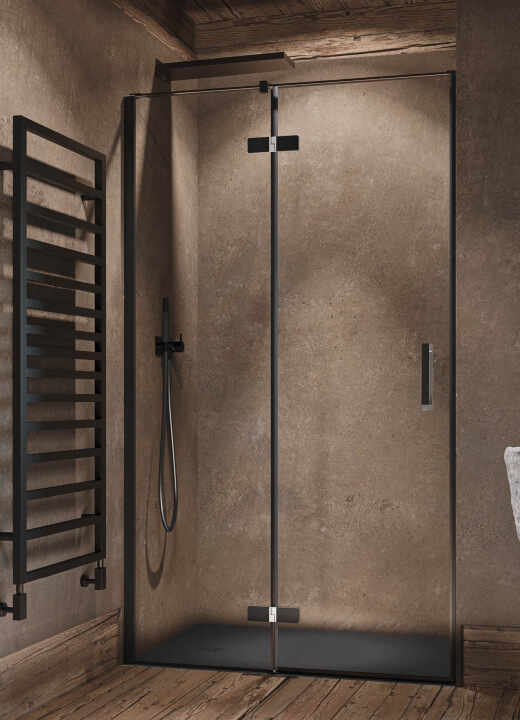 COVER_B1_1 Box doccia in nicchia con profili neri e cerniere personalizzabili