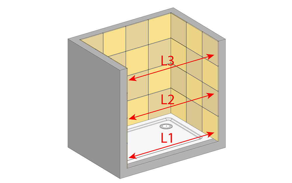 montaggio con piatto doccia in nicchia misurazioni