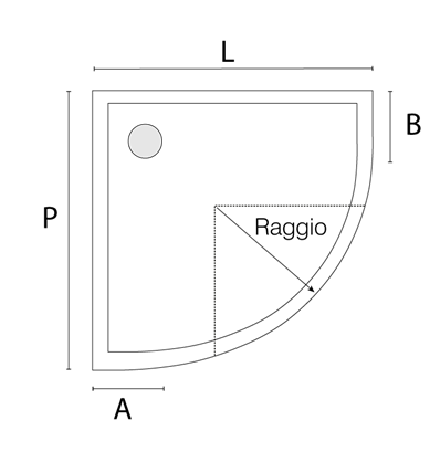 piatto doccia semicircolare misurazioni