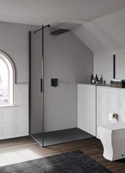 Cabina doccia sagomata per tetto spiovente