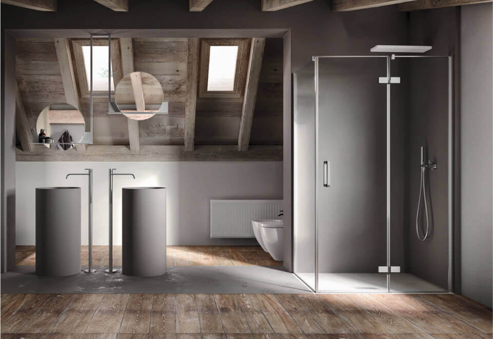 Ambiente bagno sottotetto in montagna