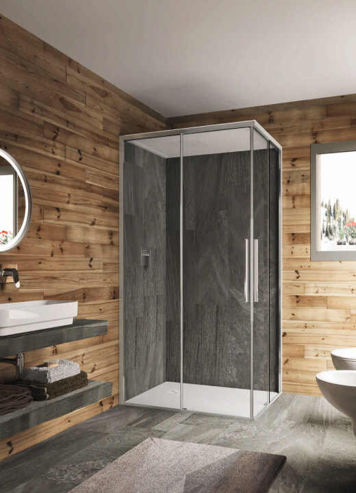 PURO A+A+TETTO Box doccia ad ante scorrevoli con tetto per un'esperienza di area benessere in bagno