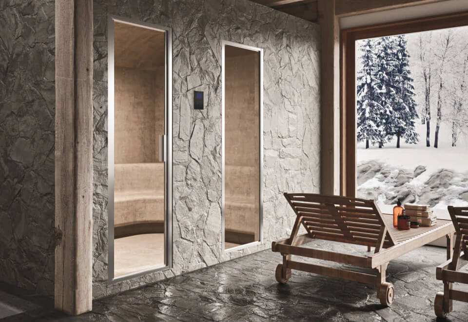 STEAM B1 Area benessere con bagno turco con doppia vetrata