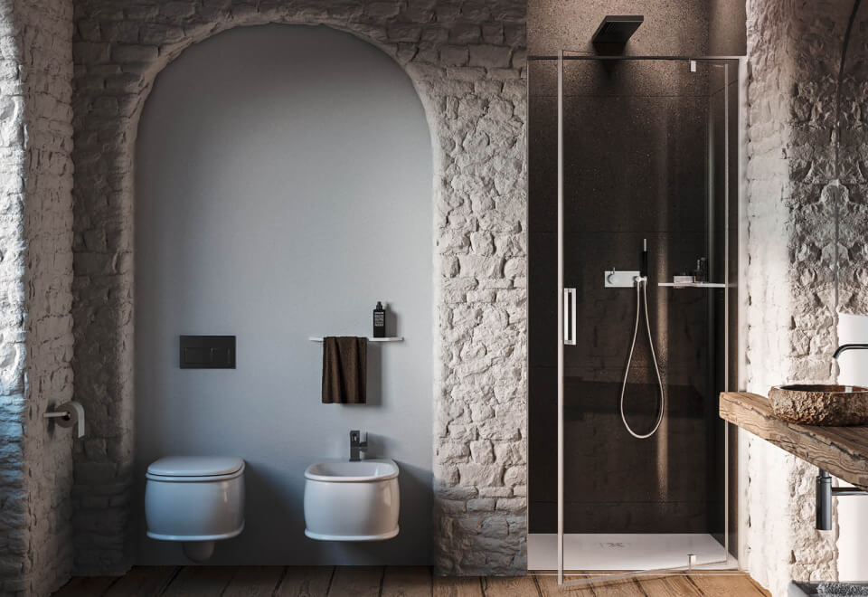 Cabina doccia in nicchia con anta pivotante