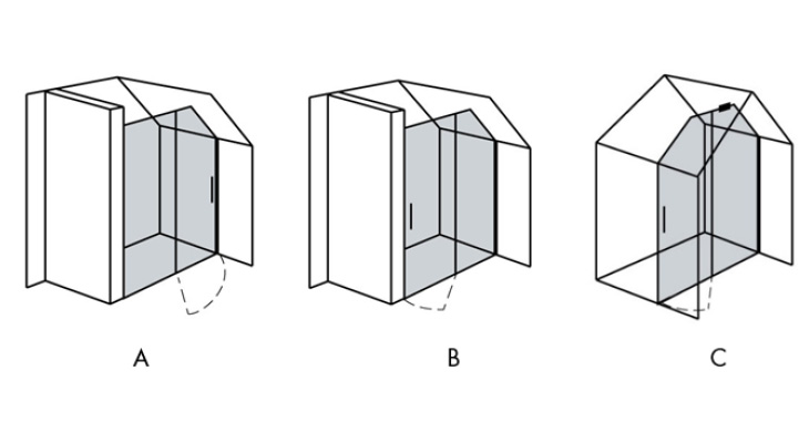 Cabina doccia in nicchia con porta battente
