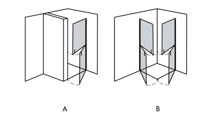Esempio di cabina doccia a doppia anta