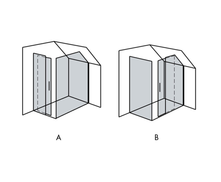 Cabina doccia ad angolo su misura con porta scorrevole